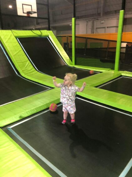 Young girl at Aberdeen trampoline park Jump In.