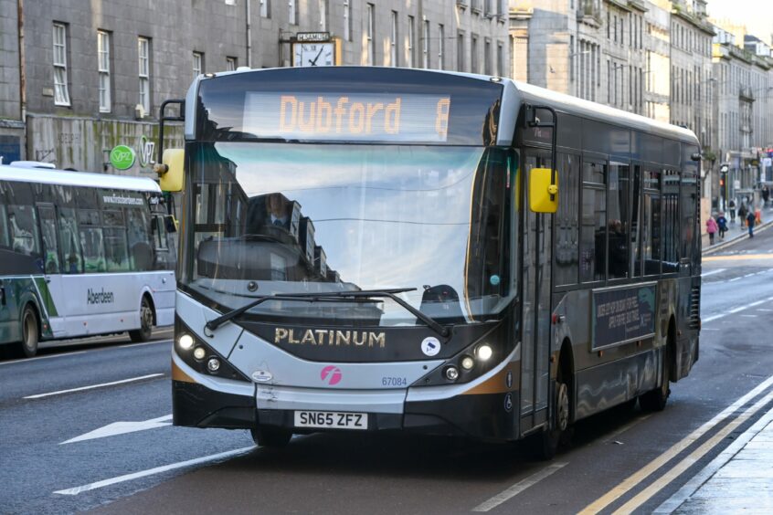 The 8 bus to Dubford driving on Union Street