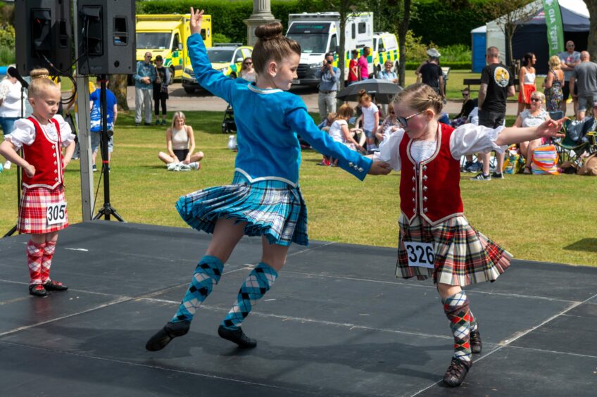 Highland dancers competing.