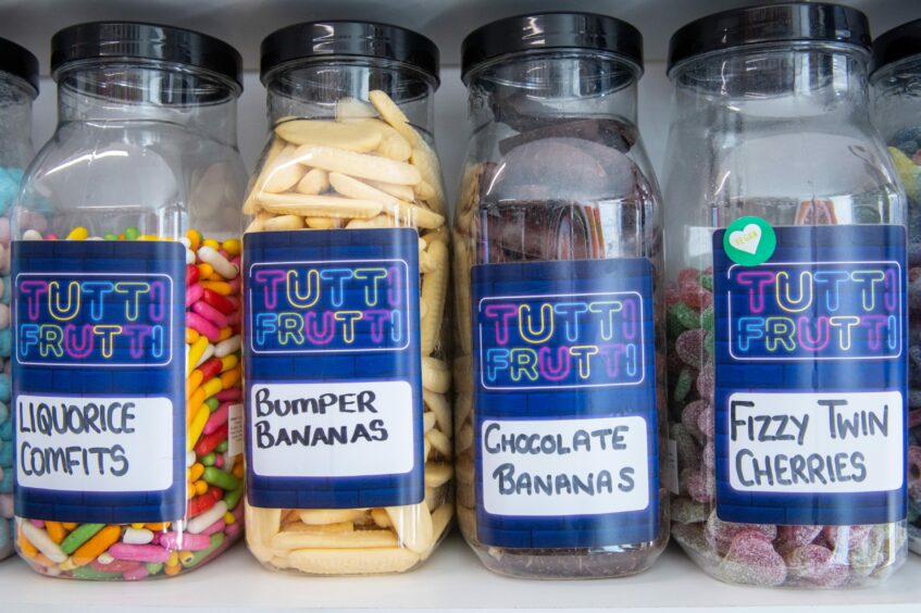 Jars of sweets at Tutti Frutti in Inverurie.