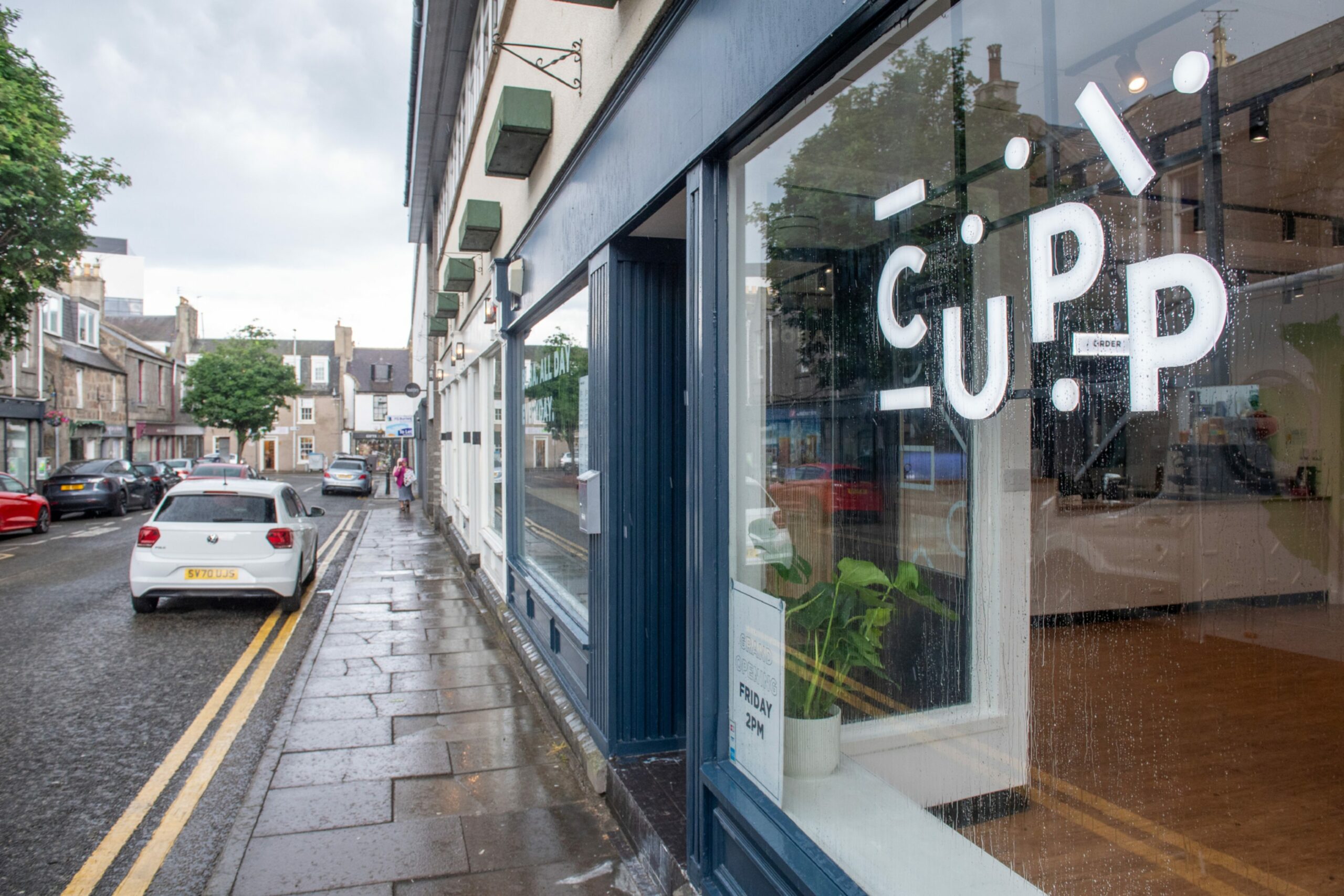View of street outside CUPP Bubble Tea's Aberdeen shop.