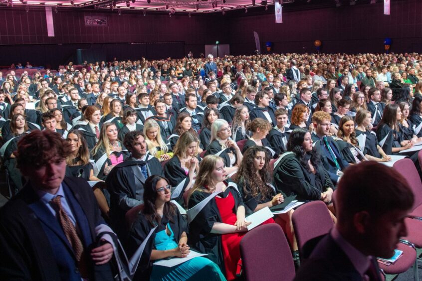 View of all the Aberdeen University graduates seated at P&J Live.