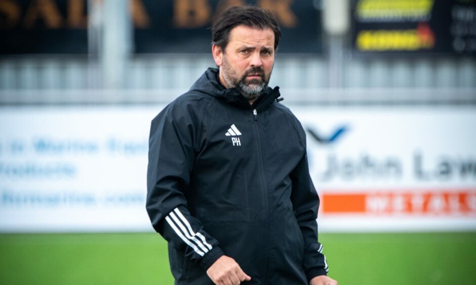 Cove Rangers boss Paul Hartley pictured during a match at Balmoral Stadium.