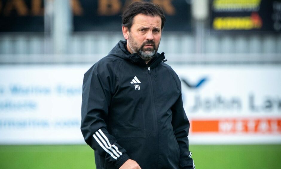 Cove Rangers boss Paul Hartley pictured during a match at Balmoral Stadium.