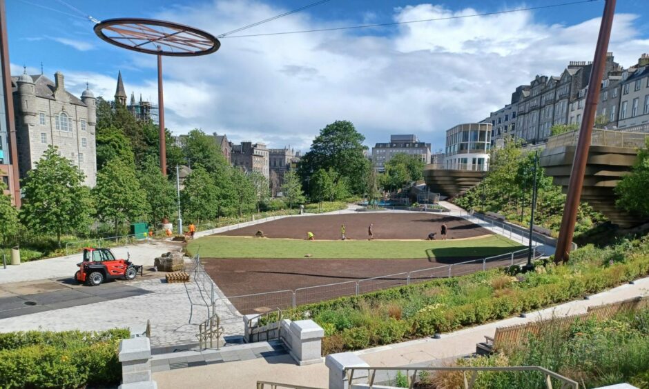 Turf being laid in Union Terrace Gardens. Image: Cameron Roy/DC Thomson