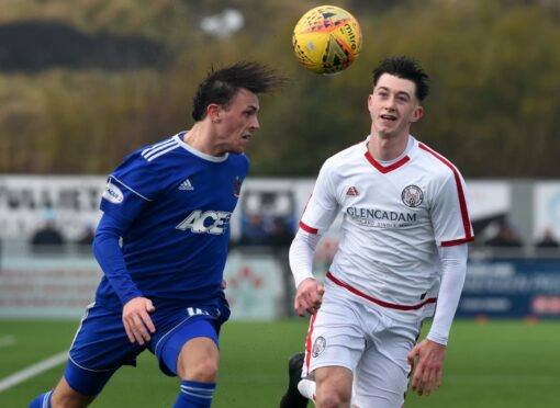 Luke Strachan in action for Brechin against Cove Ranger in 2020. Image: Kenny Elrick/DC Thomson