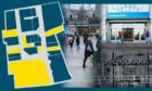 A floorplan beside photographs of Aberdeen's shopping centres