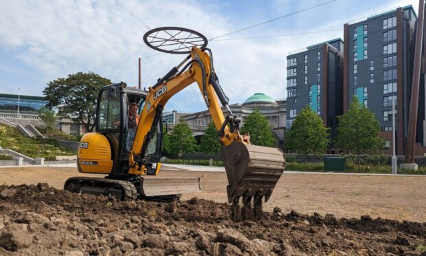 Preparations are under way in Union Terrace Gardens before the lawn is laid. UTG opened in December after a £30m facelift. Image: Alastair Gossip/DC Thomson