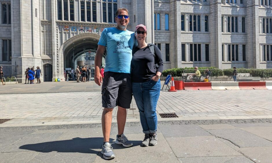 Christian and Tina were among the first tourists from the German cruise ship to give us their first impressions of Aberdeen city centre. Image: Alastair Gossip/DC Thomson