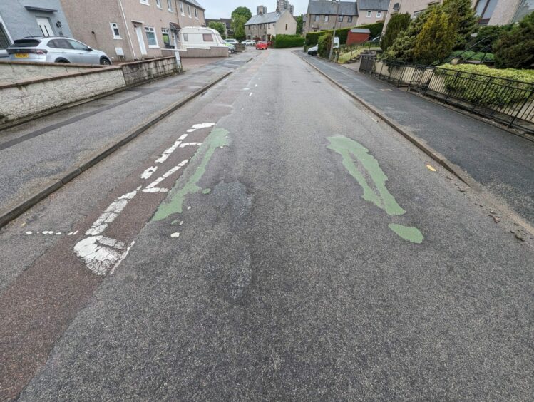 Road markings for 20's plenty zones, like this one in Beechwood Avenue near Cornhill School, in Aberdeen have worn away. In 2021, councillors voted down calls for more of them, as they were difficult to police. Image: Alastair Gossip/DC Thomson