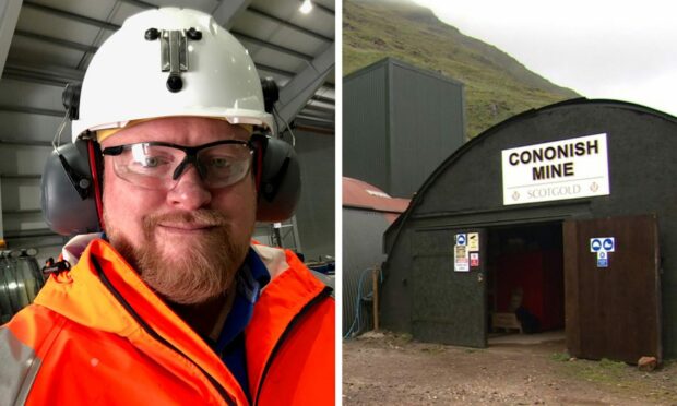 Scotgold boss Phil Day and an image of the gold mine at Cononish