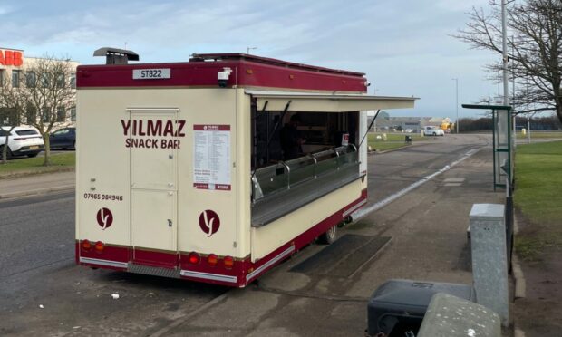 The burger van on Hareness Road is up for sale.