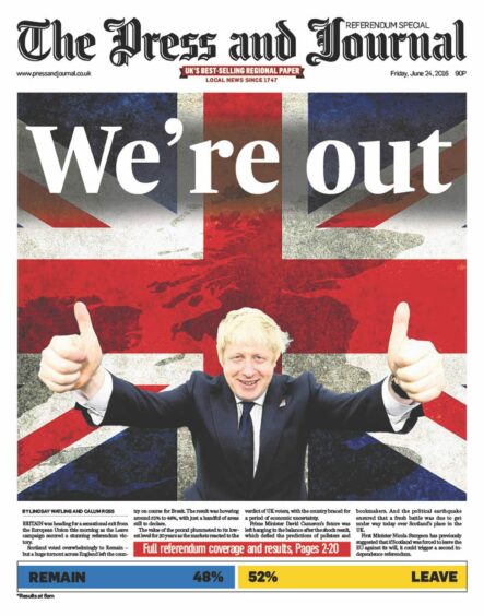 We're out, P&J Front Cover dated June 24, 2016. Supplied by DCT Archives
