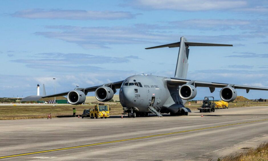 Aircraft on the ground at RAF Lossiemouth.