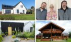 The image is quartered and shows three different houses and the Scotland's Home of the Year judges