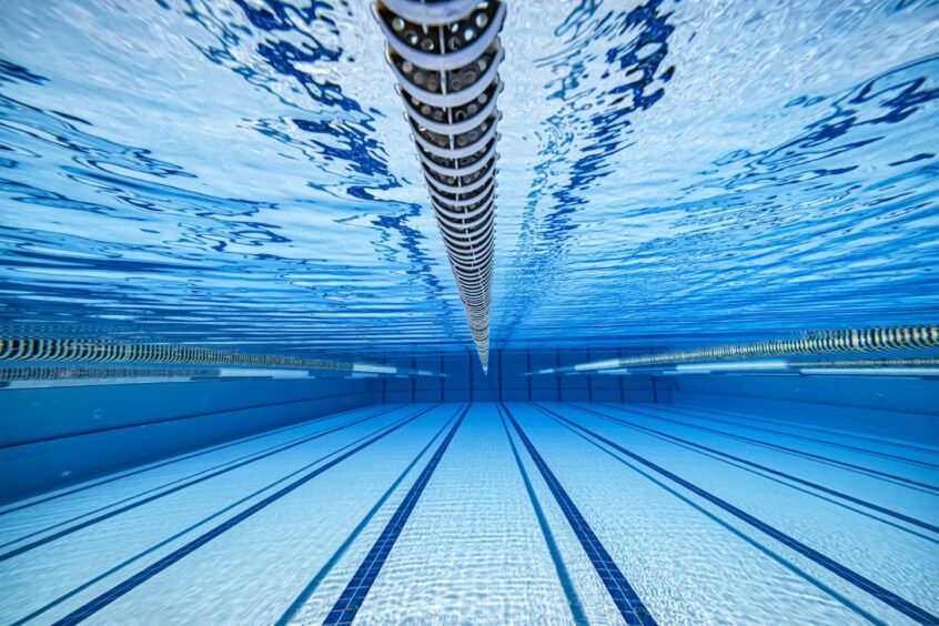 Underwater view from inside Sutherland Swimming Pool Complex.