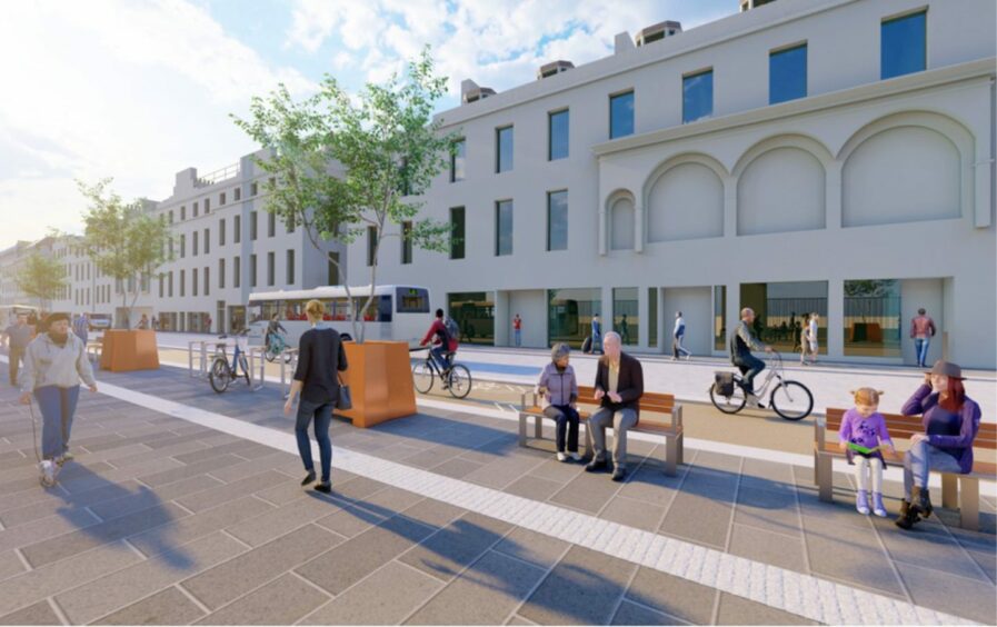 Plans for a segregated bike lane on Union Street look set to be approved. Image: Aberdeen City Council