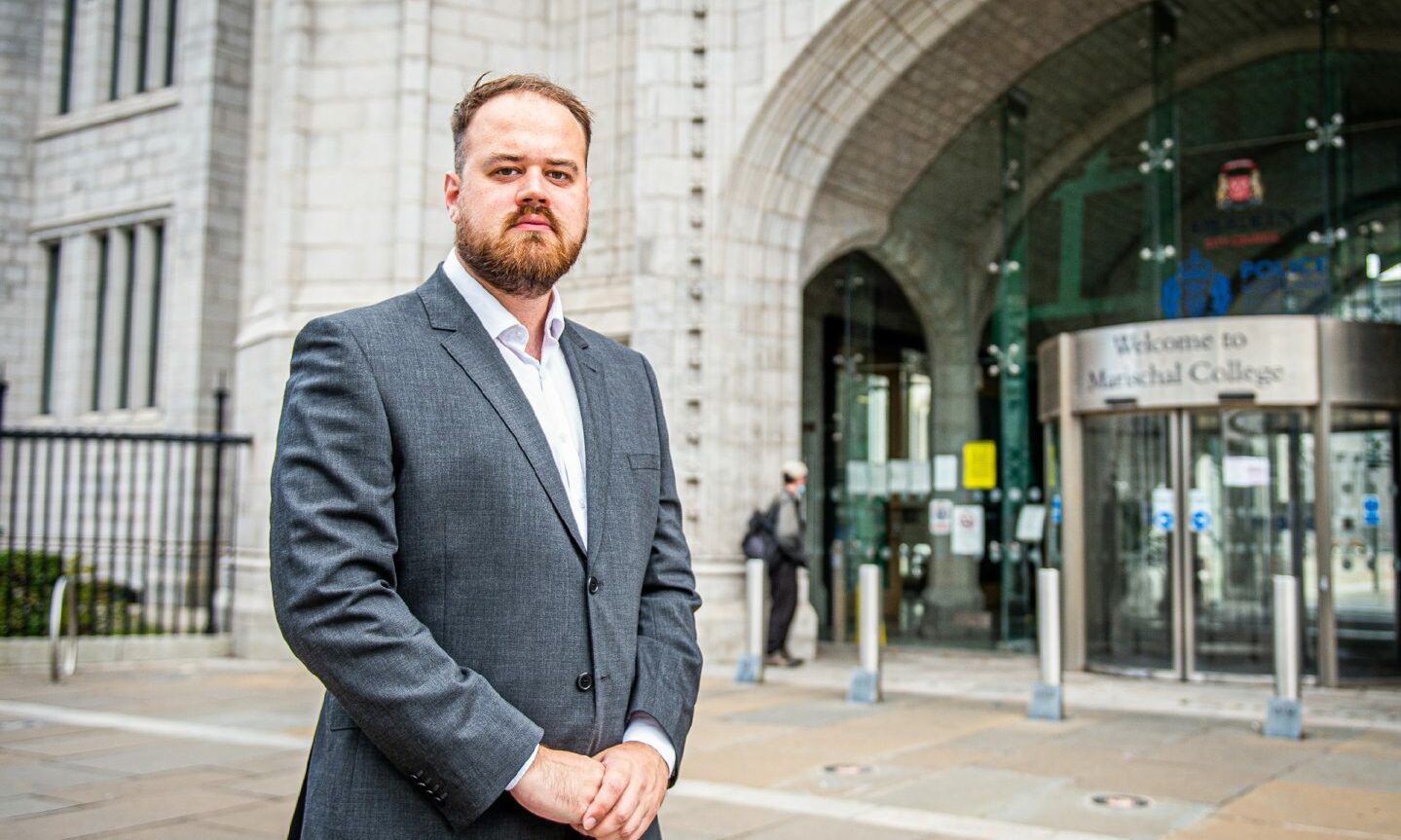 Finance convener Alex McLellan outside the council's Marischal College HQ, as bosses insist the Aberdeen budget survey was valid