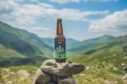 A bottle of Wiggle beer sitting on the hike into Knoydart.
