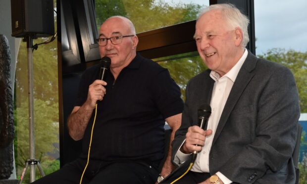 Willie Miller (l) and the late Craig Brown (r) at a charity event. Image: Colin Rennie.