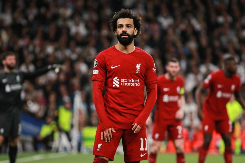 Liverpool's Mo Salah on the pitch.