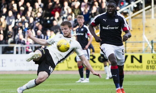 Alex Fisher on the scoresheet for Inverness against Dundee in May 2017. Image: SNS