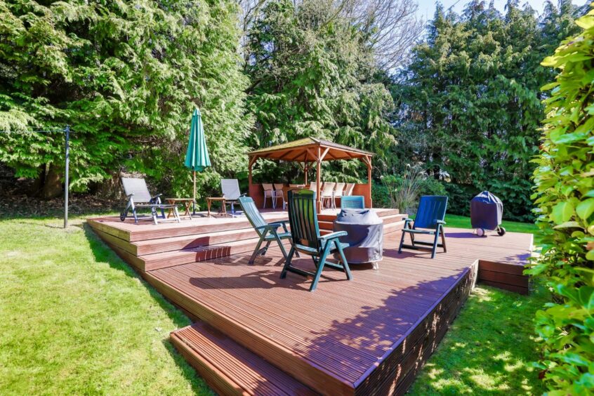 Large decking area in the back garden.
