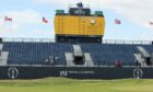 The main scoreboard above the grandstand beside the 18th green at Royal Liverpool Golf Club. Image: Shutterstock.