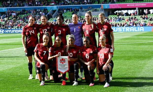Canada's women's national team line-up ahead of their opening match at the 2023 World Cup.
