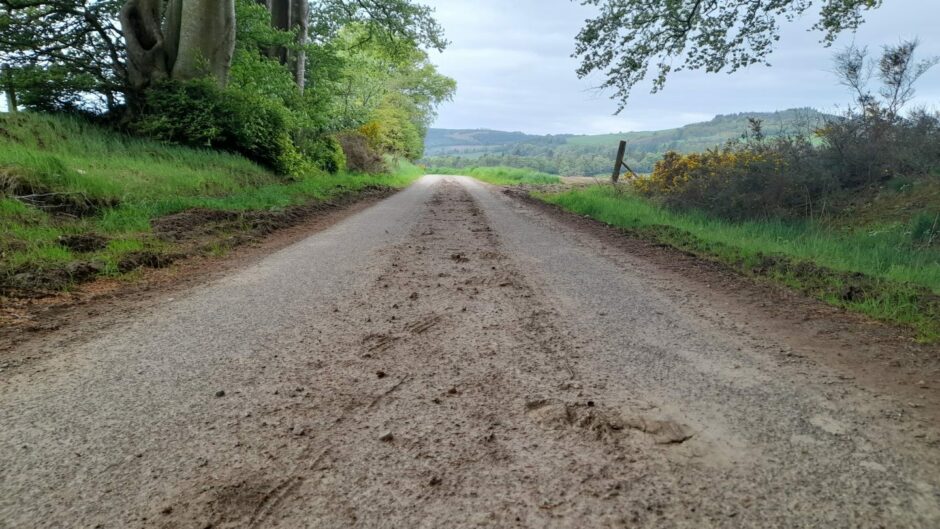 Dirt on Aberdeenshire road