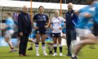 Chris O'Shea CFO of Centrica, Scottish Rugby's Emma Wassell, Chloe Rollie and Scottish Rugby's Chief Executive Mark Dodson during an SRU partnership announcement with Scottish Gas. Image: SNS.