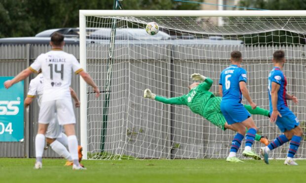 Ryan Wallace opens the scoring for Dumbarton against ICT. Images: Craig Foy/SNS Group