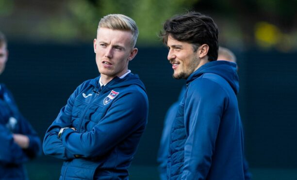 James Brown along with Ross County team-mate Kyle Turner. Image: SNS