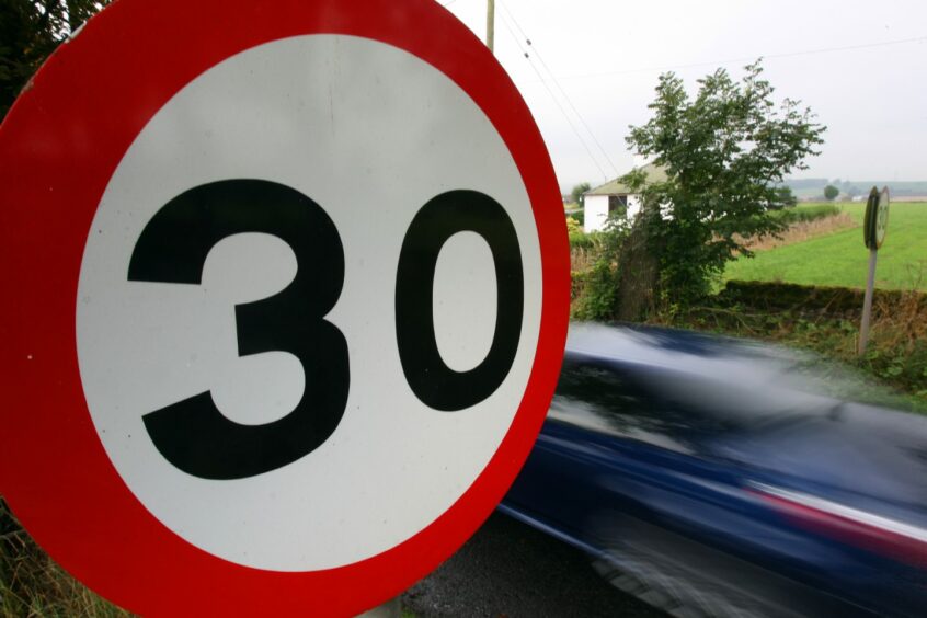 30mph speed sign, which will be placed on a number of routes during Belladrum Festival 2023.