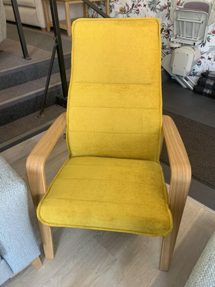 Could a yellow accent chair add some contrast to your living room?