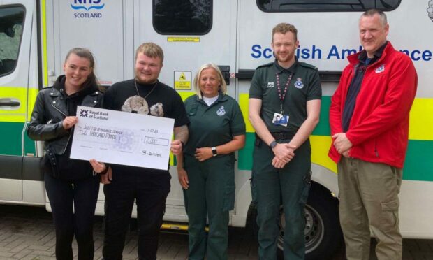 Sinead Reid and Bradley Smith raised £2,000 for the paramedics who saved his life. Image: Bradley Smith.