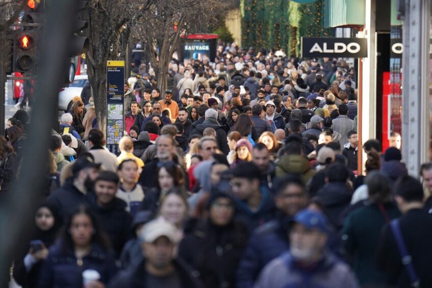 Shoppers on London's Oxford Street during the Boxing Day sales.