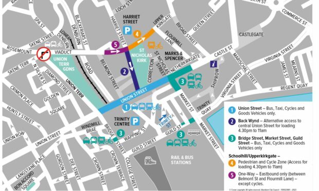 The council's new map of impending bus gates and other road changes. Image: Aberdeen City Council