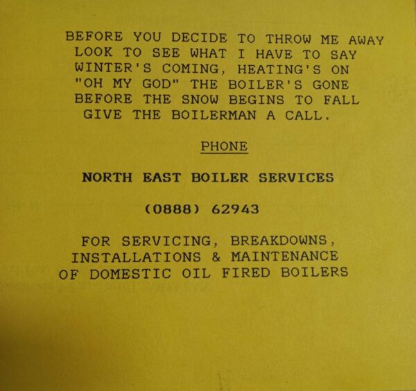 poem written to promote North East Boilers back in 1993