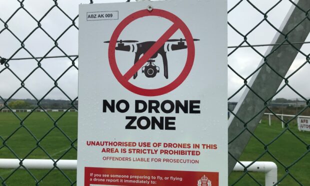 Signage was put up at the airport in 2021. Image: Police Scotland