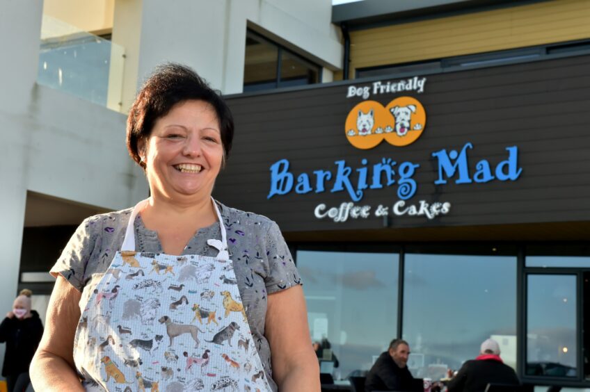 Val Inglis in front of her Aberdeen cafe, Barking Mad Coffee & Cakes.