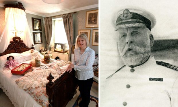 Liz Miles is a descendant of Captain Edward Smith, master of the Titanic Picture shows; Liz Miles, Captain Edward Smith. Pool House Poolewe. Supplied by Sandy McCook/DCT/Shutterstock Date; 07/07/2023