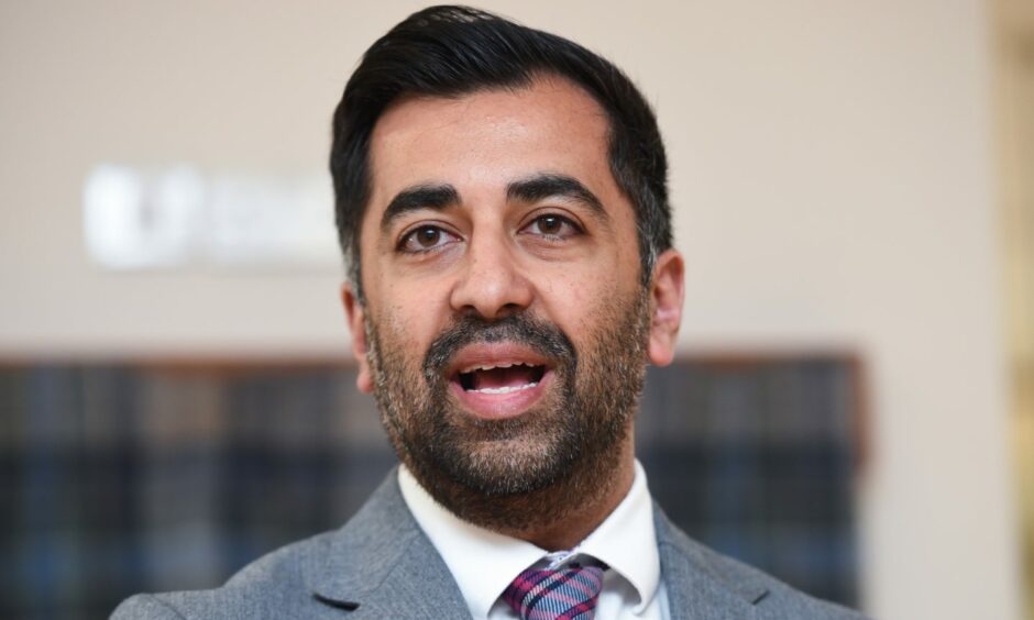 First Minister Humza Yousaf delivering a speech in Inverness.
