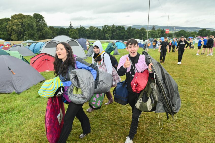 Campers arriving at the Belladrum festival site