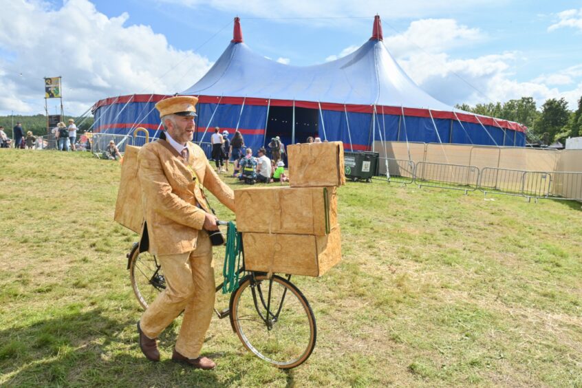 John McAlinden aka Colonel John Thomas Mustard walking around Belladrum.