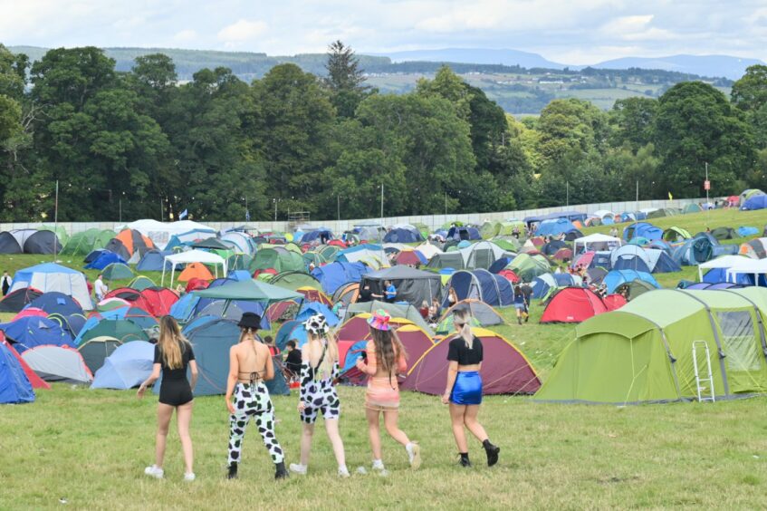 Tents at the camping grounds at Belladrum Festival.