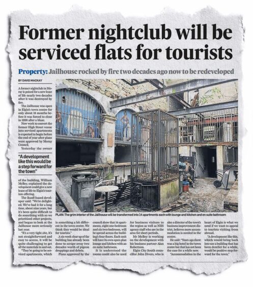 Press and Journal coverage of when plans to redevelop the former nightclub into flats surfaced.