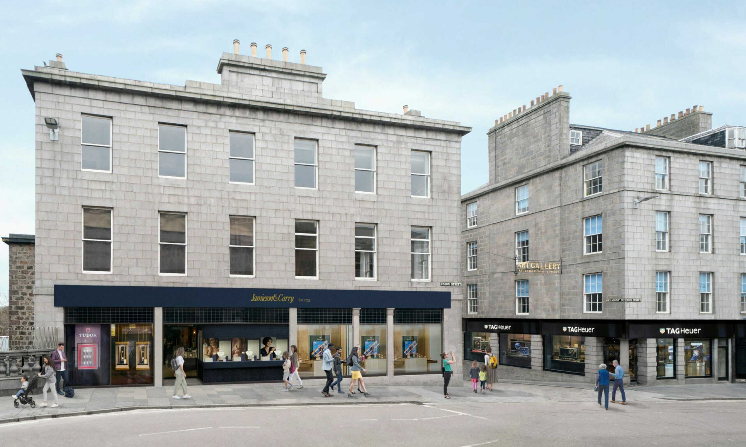 38 and counting: The empty shops next door to Jamieson and Carry on Union Street are not counted by Bob Keiller, as the jeweller has designs for high-end expansion. Image: Jamieson and Carry