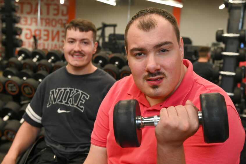Jay and twin brother Ben at the gym in Northfield. 