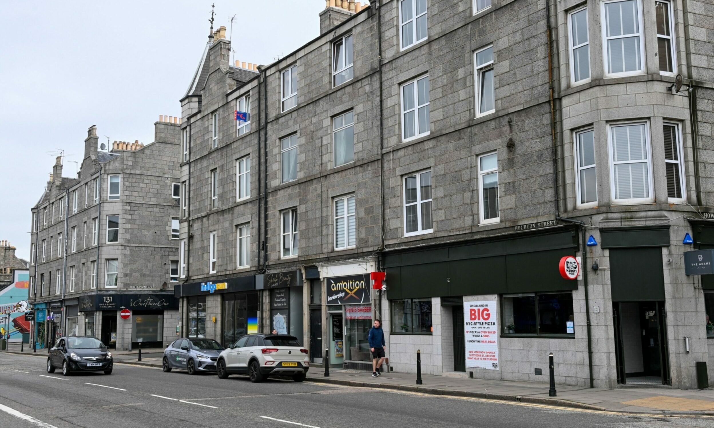 Exterior of Big Manny's Pizza on Holburn Street, Aberdeen.